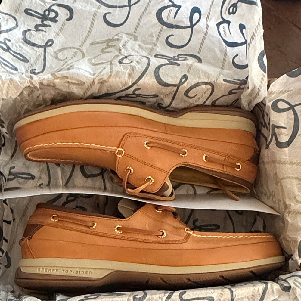 Classic Mens Sperry Boat Shoes in Tan Leather 11.5